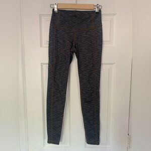 Athleta Heather Grey Leggings Brown Stitching